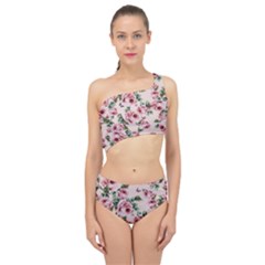 Pink Roses And Butterflies Spliced Up Two Piece Swimsuit