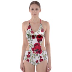 Poppy And Daisy Print Cut-out One Piece Swimsuit