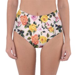 Colorful Roses Print Reversible High-waist Bikini Bottoms by CasaDiModa