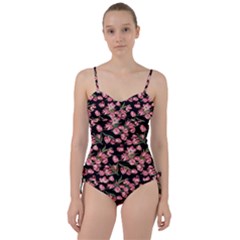 Pink Tulip Print Sweetheart Tankini Set