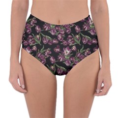 Tulip Flower Print Reversible High-waist Bikini Bottoms by CasaDiModa