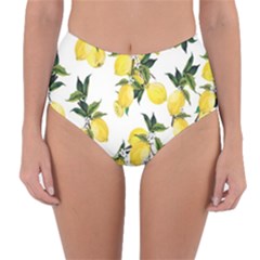 Lemons Print Reversible High-waist Bikini Bottoms by CasaDiModa