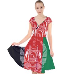 Flag Of Afghanistan Cap Sleeve Front Wrap Midi Dress by abbeyz71