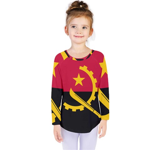 Flag Of Angola Kids  Long Sleeve Tee by abbeyz71