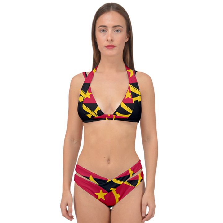 Flag of Angola Double Strap Halter Bikini Set
