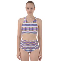 Colorful Wavy Stripes Pattern 7200 Racer Back Bikini Set by dflcprints