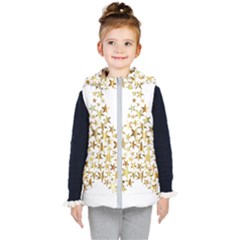 Star Fractal Gold Shiny Metallic Kid s Hooded Puffer Vest by Simbadda