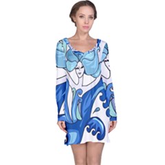 Abstract Colourful Comic Characters Long Sleeve Nightdress