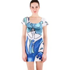 Abstract Colourful Comic Characters Short Sleeve Bodycon Dress