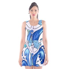 Abstract Colourful Comic Characters Scoop Neck Skater Dress