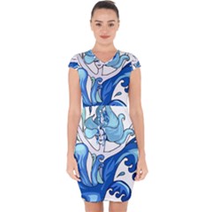 Abstract Colourful Comic Characters Capsleeve Drawstring Dress 