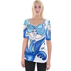 Abstract Colourful Comic Characters Wide Neckline Tee