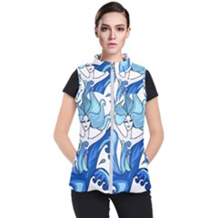 Abstract Colourful Comic Characters Women s Puffer Vest