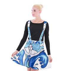 Abstract Colourful Comic Characters Suspender Skater Skirt