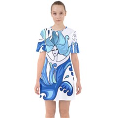 Abstract Colourful Comic Characters Sixties Short Sleeve Mini Dress