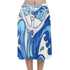 Abstract Colourful Comic Characters Velvet Flared Midi Skirt