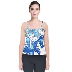 Abstract Colourful Comic Characters Velvet Spaghetti Strap Top