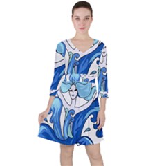 Abstract Colourful Comic Characters Ruffle Dress