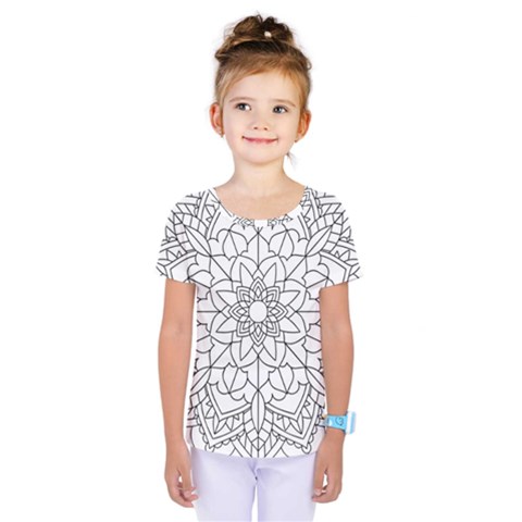 Floral Flower Mandala Decorative Kids  One Piece Tee by Simbadda