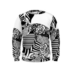 Floral Flourish Decorative Kids  Sweatshirt by Simbadda