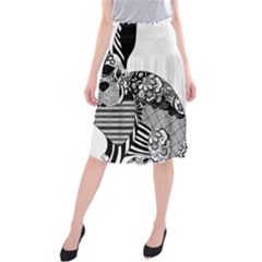 Floral Flourish Decorative Midi Beach Skirt by Simbadda