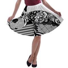 Floral Flourish Decorative A-line Skater Skirt by Simbadda