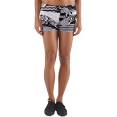 Floral Flourish Decorative Yoga Shorts by Simbadda