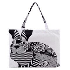 Floral Flourish Decorative Zipper Medium Tote Bag