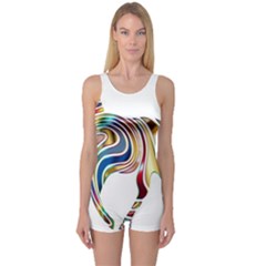 Horse Equine Psychedelic Abstract One Piece Boyleg Swimsuit