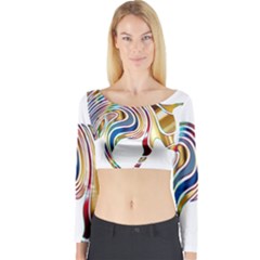 Horse Equine Psychedelic Abstract Long Sleeve Crop Top