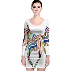 Horse Equine Psychedelic Abstract Long Sleeve Bodycon Dress