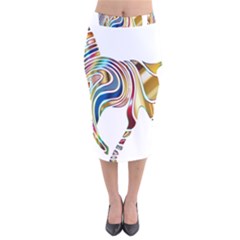 Horse Equine Psychedelic Abstract Velvet Midi Pencil Skirt