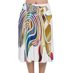 Horse Equine Psychedelic Abstract Velvet Flared Midi Skirt