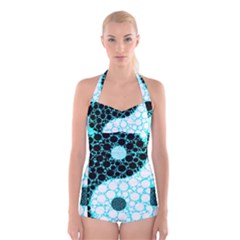 Yin Yang Eastern Asian Philosophy Boyleg Halter Swimsuit 