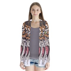 Tiger Tiger Png Lion Animal Drape Collar Cardigan by Simbadda