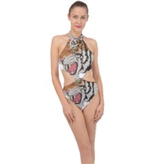 Tiger Tiger Png Lion Animal Halter Side Cut Swimsuit by Simbadda