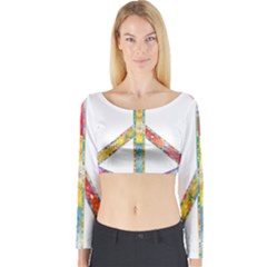 Flourish Decorative Peace Sign Long Sleeve Crop Top