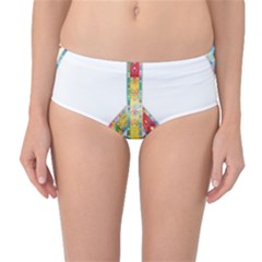 Flourish Decorative Peace Sign Mid-Waist Bikini Bottoms