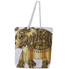 Gold Elephant Pachyderm Full Print Rope Handle Tote (large) by Simbadda