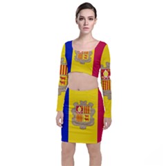 National Flag Of Andorra  Long Sleeve Crop Top & Bodycon Skirt Set by abbeyz71