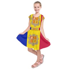 National Flag Of Andorra  Kids  Short Sleeve Dress by abbeyz71