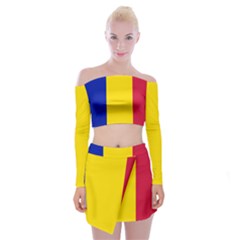 Civil Flag Of Andorra Off Shoulder Top With Mini Skirt Set by abbeyz71