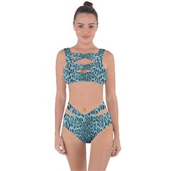 Turquoise Leopard Print Bandaged Up Bikini Set  by CasaDiModa