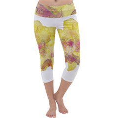 Yellow Rose Capri Yoga Leggings