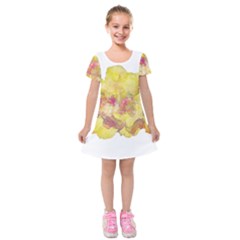 Yellow Rose Kids  Short Sleeve Velvet Dress by aumaraspiritart