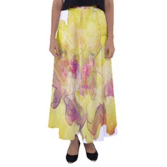 Yellow Rose Flared Maxi Skirt by aumaraspiritart