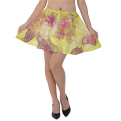 Yellow Rose Velvet Skater Skirt by aumaraspiritart