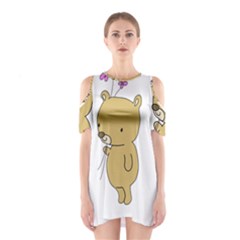 Cute Bear Cartoon Shoulder Cutout One Piece by Simbadda