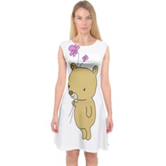 Cute Bear Cartoon Capsleeve Midi Dress by Simbadda