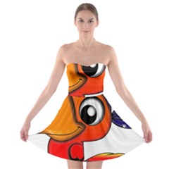 Bird Cartoon Character Parrot Strapless Bra Top Dress by Simbadda